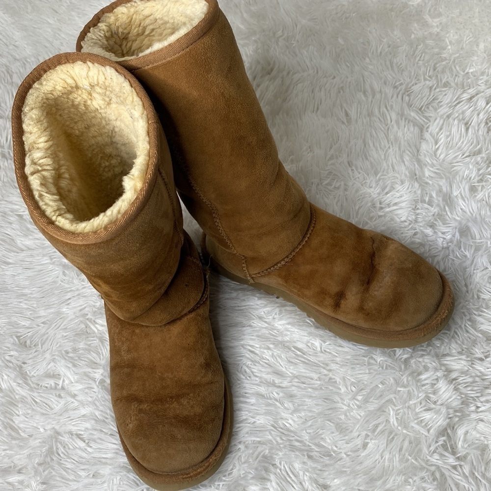 Ugg original tall leather sherpa chestnut boot - Picture 4 of 8